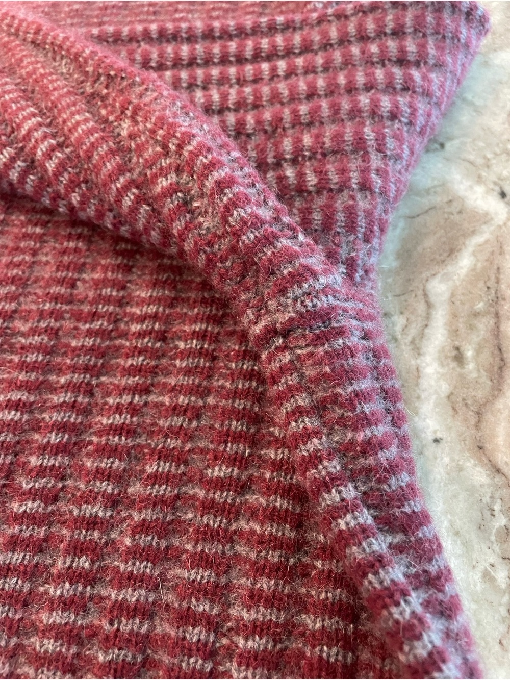 Saks Fifth Avenue Cashmere Sweater Maroon and Grey Striped Mens XL Crewneck - Picture 9 of 12